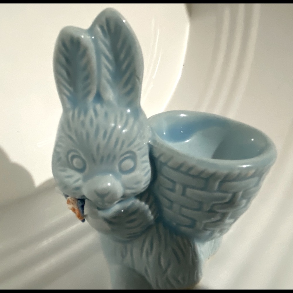 Vintage Ceramic Rabbit Egg Cup Colorful 70s  in good condition